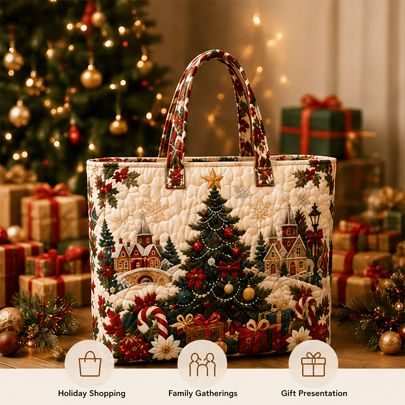 Handmade Christmas Quilted Tote Bag