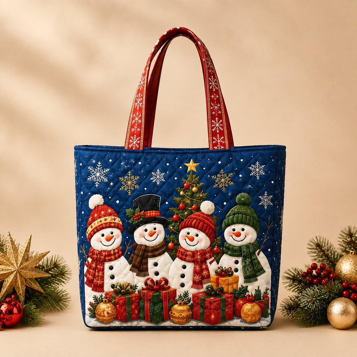 Handmade Christmas Quilted Tote Bag