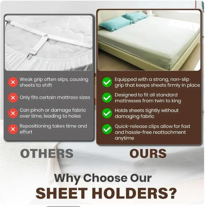 Invisible Bed Sheet Holders – Non-Slip Corner Fasteners for Deep Mattresses 🛌