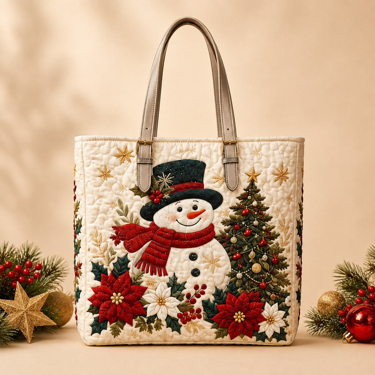 Handmade Christmas Quilted Tote Bag