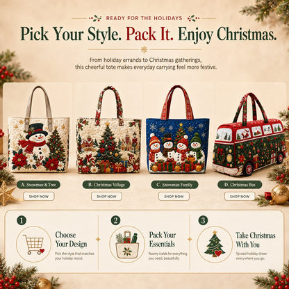 Handmade Christmas Quilted Tote Bag